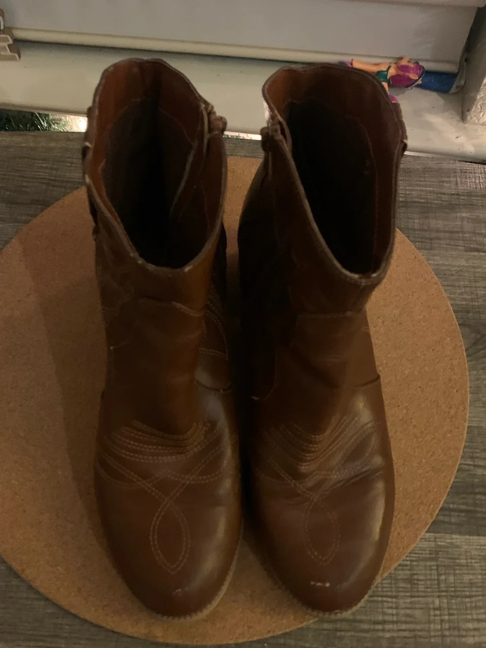Women’s Brown Leather Western Ankle Boots